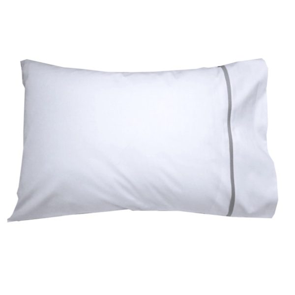 Set 2 x Fata de perna cu paspoal, 50 cm x 90 cm, Casa Bucuriei, alb/gri, Bumbac 100%, doua fete