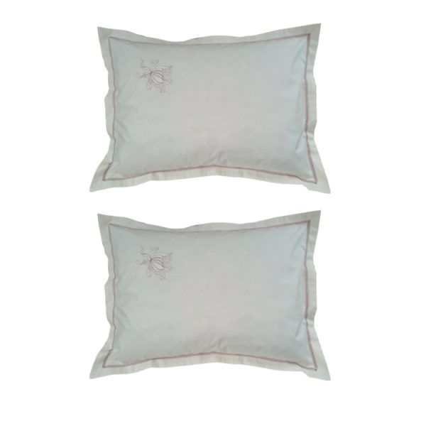 Set 2 fete de perna 50 x 70 cm, Casa Bucuriei, model Clasic, ivoire, bumbac natural 100%, broderie