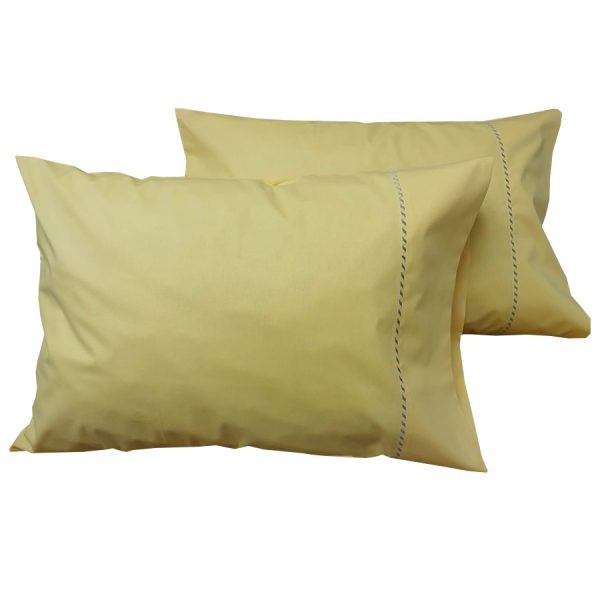 Set 2 x Fata de perna 50 cm x 70 cm, Casa Bucuriei, model Simple Lines, galben, Bumbac 100%, doua fete