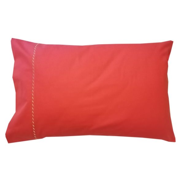 Set 2 x Fata de perna 50 cm x 70 cm, Casa Bucuriei, model Simple Lines, rosu corai, Bumbac 100%