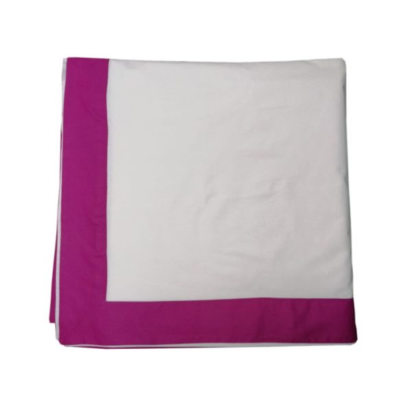Cearsaf pat, alb/fucsia, bumbac percale 100%, 260/280 cm