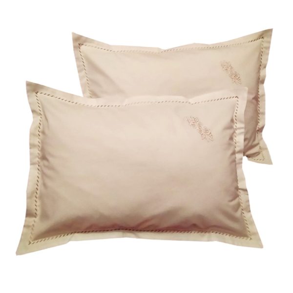 Set 2 x Fata de perna 80 cm x 80 cm, Casa Bucuriei, model Baroc, crem, Bumbac 100%