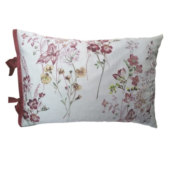 Fata perna Satin, Casa Bucuriei, multicolor, bumbac 100%, finisaj banda bordo, 50/70cm