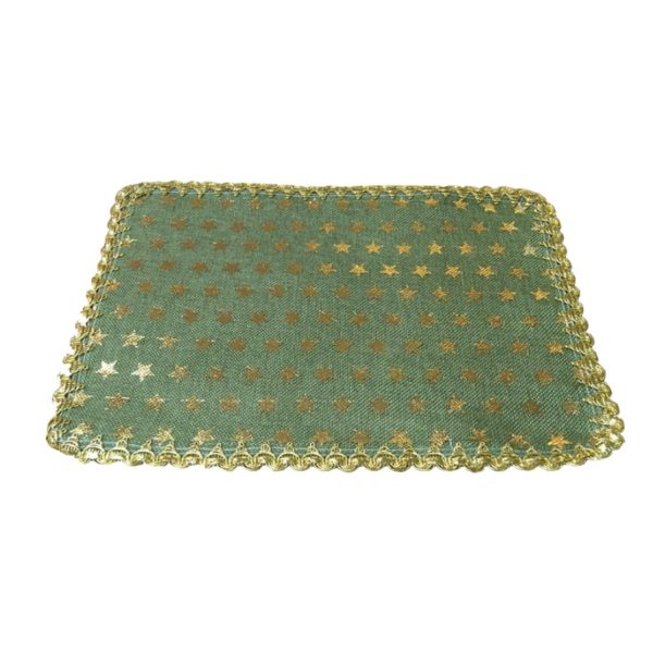 Suport farfurie, Stelute, verde/auriu, imitatie iuta, 30/35