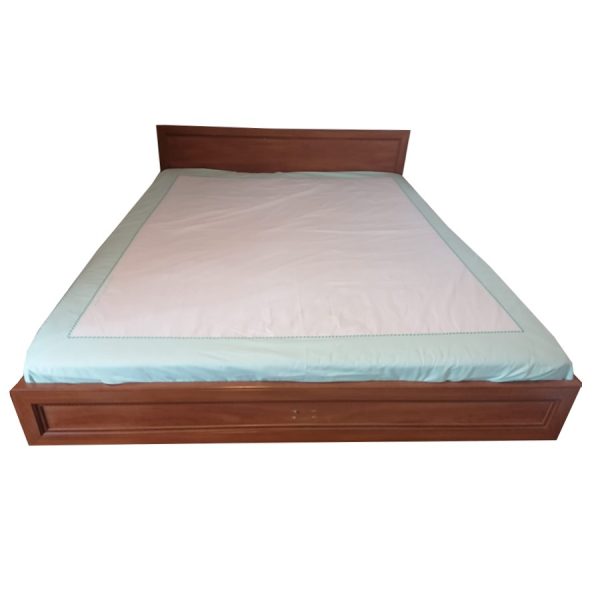 Cearsaf cu elastic pentru saltea 200 x 200 cm, Casa Bucuriei, Elegance, alb/turcoaz, bumbac natural 100%, 280 x 280 cm