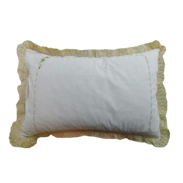 Set 2 Fete perna brodate 40 x 60 cm, Casa Bucuriei, model Dulcis, alb/bej, bumbac percale 100%, doua fete