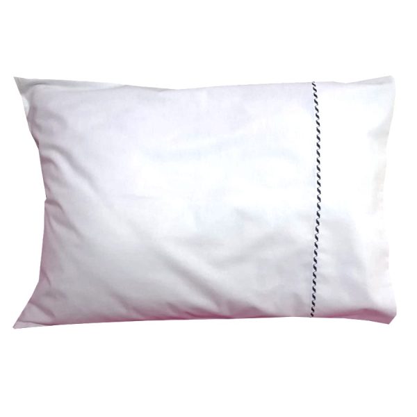 Set 2 x Fata de perna 40 cm x 80 cm, Casa Bucuriei, model Simple lines, alb/negru, Bumbac 100%, detalii brodate