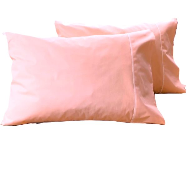 Set 2 x Fata de perna cu paspoal, 60 cm x 70 cm, Casa Bucuriei, somon, Bumbac 100%, doua fete