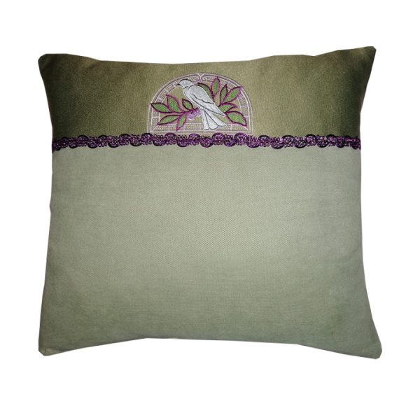 Husa perna decorativa Casa Bucuriei, model Spring Time, mov/verde, 40cm/40cm