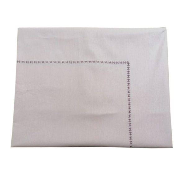 Cearsaf cu elastic pentru pat dublu, 160 x 200 x 38 cm, Casa Bucuriei, model funtite brodate, roz prafuit, bumbac 100%, 240 cm x 280 cm, chenar brodat