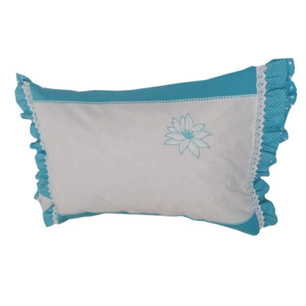 Set 2 Fete de perna brodate 50 x 60 cm, Casa Bucuriei, model Cristina, albastru/alb, bumbac 100%, doua fete