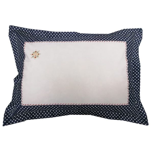 Set 2 x Fata de perna 80 cm x 80 cm, Casa Bucuriei, model Nautic, alb/bleumarin, Bumbac 100%