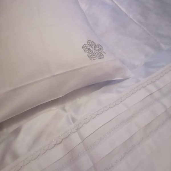 Set 2 x Fata de perna 50 cm x 70 cm, Casa Bucuriei, model Silk, alb, Bumbac percale satinat 100%