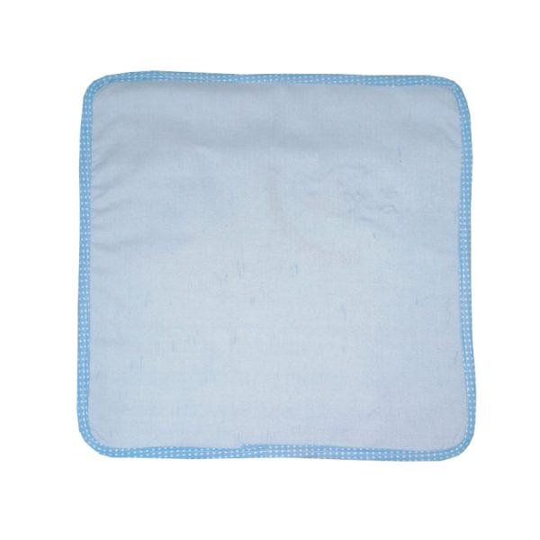 Suport farfurie Happy Easter, 33 x 33, alb/albastru deschis, bumbac si damasc, fata dubla