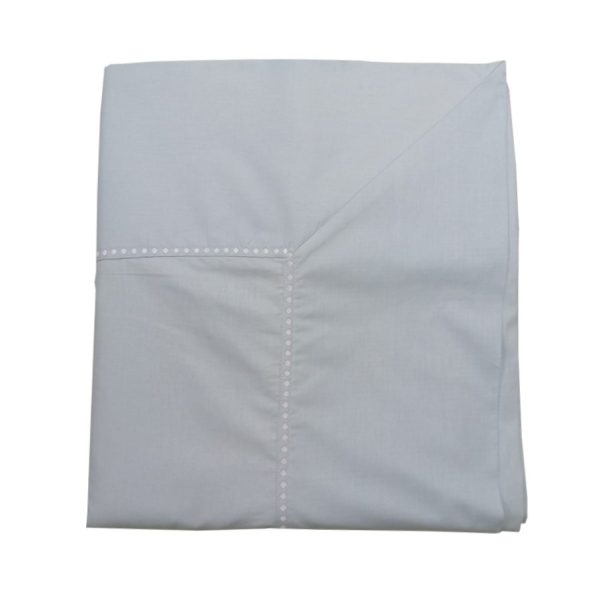 Cearsaf de pat dublu extra, cusatura decorativa, bleu/alb, bumbac 100%, 280/260