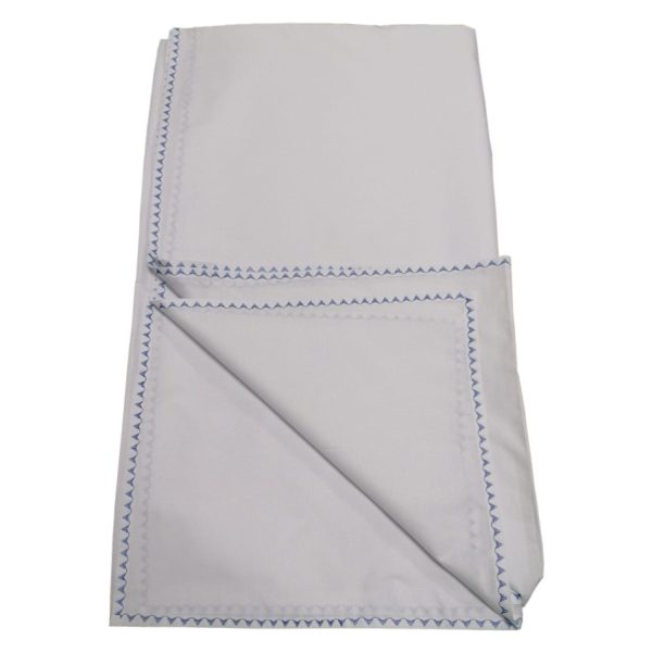 Cearsaf pat Ilinca, cusatura decorativa, alb/albastru, bumbac 100% percale, 240/260