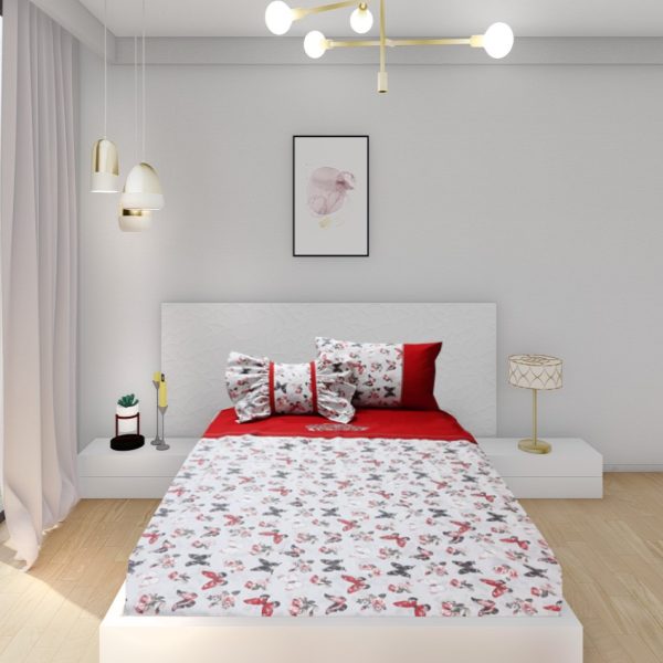 Cearsaf pilota Eva, broderie, multicolor, bumbac 100%, satinat, 140/210cm