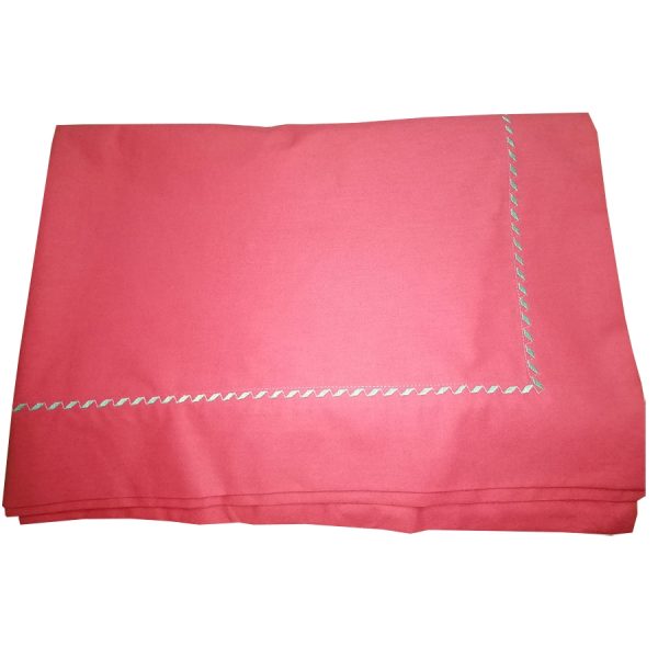 Cearsaf cu elastic pentru saltea 160 x 200 cm, Casa Bucuriei, model Water Lily, rosu coral bumbac natural 100%, 240 x 270 cm