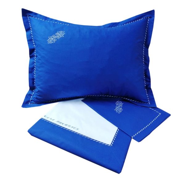 Set 2 Fete perna 40 x 60 cm, Casa Bucuriei, model Elegance, albastru inchis, bumbac natural 100%, brodate