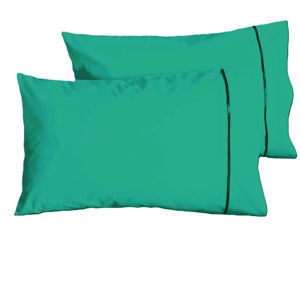 Set 2 x Fata de perna cu paspoal, 40 cm x 80 cm, Casa Bucuriei, verde turcoaz, Bumbac 100%, doua fete