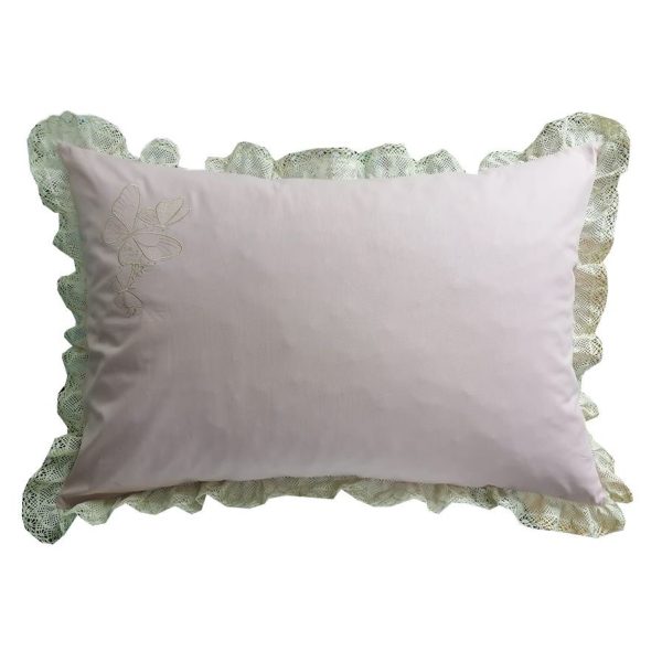 Set 2 Fete de perna cu dantela si broderie, Casa Bucuriei, model Alessia, roz prafuit, bumbac 100%, 30 cm x 50 cm