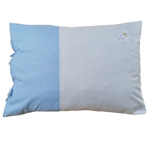 Set 2 x Fata de perna, broderie gladiola, bleu/alb, bumbac 100%,50/70cm