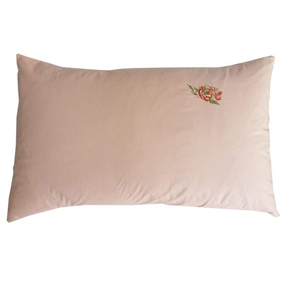 Set 2 Fete perna 40 x 60 cm, Casa bucuriei, model Roses, somon, bumbac natural 100%, brodate