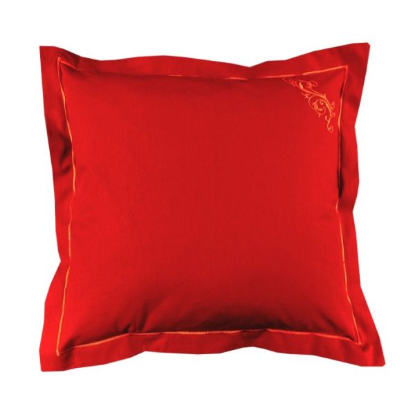 Set 2 x Fata de perna brodate, 60 cm x 60 cm, Casa Bucuriei, model Fantasy, rosu, Bumbac 100%
