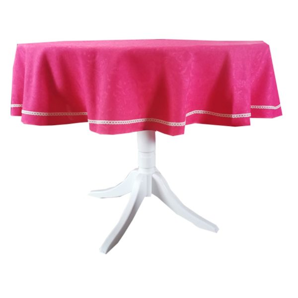 Fata de masa rotunda 150 cm, Casa Bucuriei, rosu zmeura, brocard