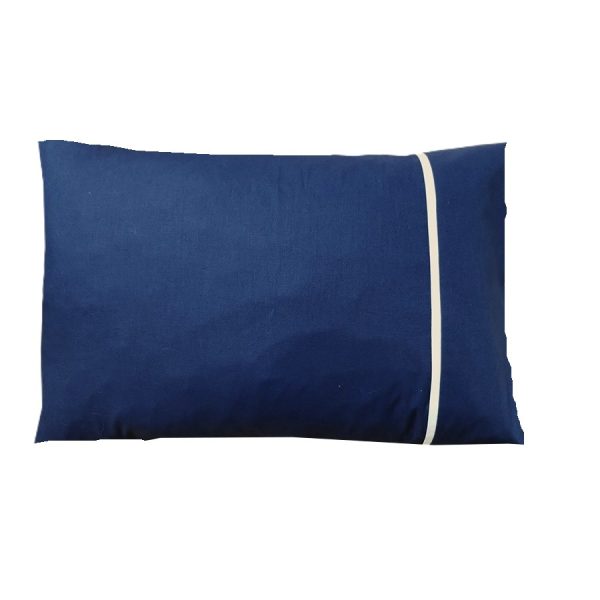 Set 2 x Fata de perna cu paspoal, 50 cm x 80 cm, Casa Bucuriei, bleumarin/alb, Bumbac 100%, doua fete