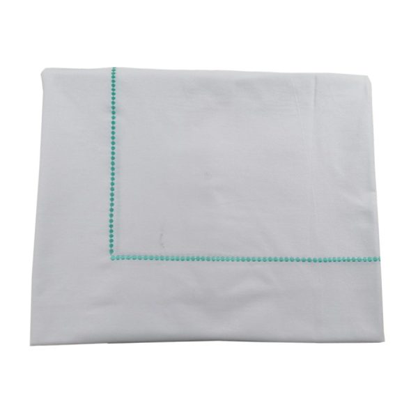 Cearsaf cu elastic pentru pat dublu 160 x 200 x 38 cm, Casa Bucuriei, model buline brodate, alb, bumbac 100%, 240 cm x 280 cm, chenar brodat