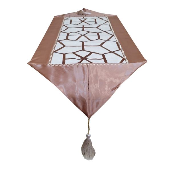 Traversa masa 35 x 95 cm, Casa Bucuriei, maro/crem, doua fete