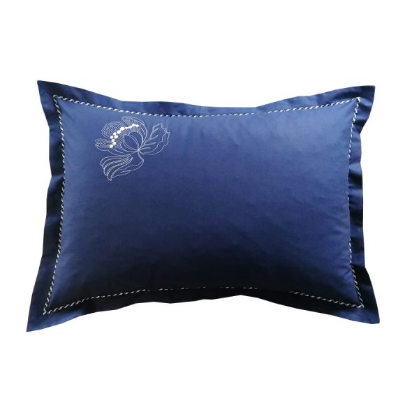 Set 2 Fete perna 40 x 40 cm, Casa bucuriei, model Elegance, bleumarin inchis, bumbac natural 100%, brodate