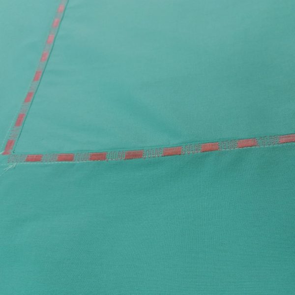 Cearsaf pat extra large Casa Bucuriei, model Design, verde turcoaz/rosu, bumbac ranforce 100% , 270 x 290 cm