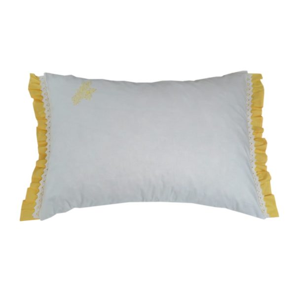 Husa perna Casa Bucuriei, model Joy, alb/galben, bumbac 100%, 45cm/80cm