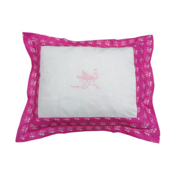 Set 2 x Fata perna Maria, broderie, alb/Fucsia, bumbac , 50/60cm