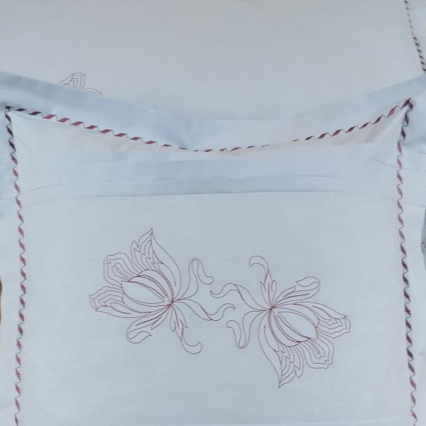 Set 2 Fete perna 50 x 60 cm, Casa Bucuriei, model Iris, albastru deschis pal/cappucino, bumbac ranforce 100%, brodate