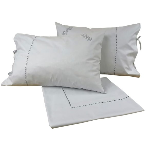 Set 2 Fete perna brodate 50 x 60 cm, Casa Bucuriei, model Baroc, gri, bumbac ranforce 100%, doua fete