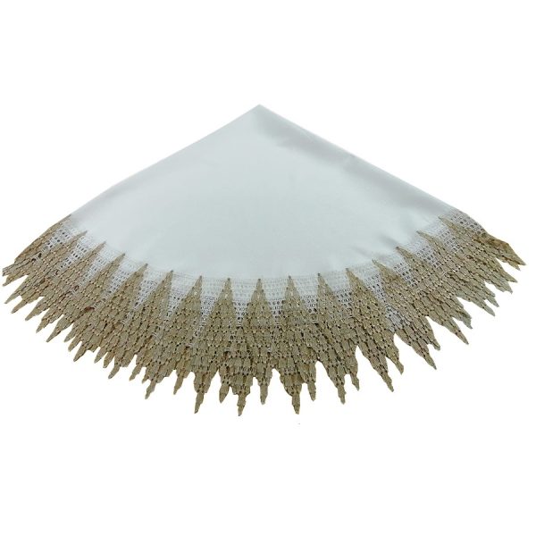 Fata de masa rotunda 190 cm diametru, Casa Bucuriei, model Luxury, ivory, brocart