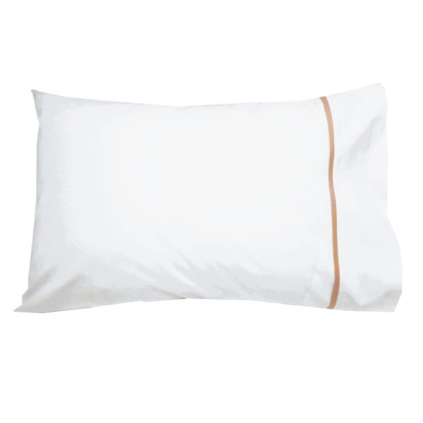 Set 2 x Fata de perna cu paspoal, 60 cm x 70 cm, Casa Bucuriei, alb/crem, Bumbac 100%, doua fete