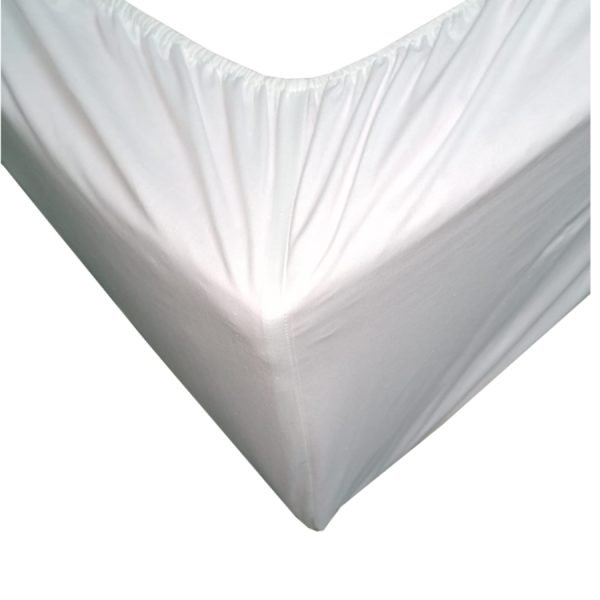 Cearsaf cu elastic, pat 210 x 210 cm, Casa Bucuriei, model Luxury, alb/gri, bumbac natural 100%