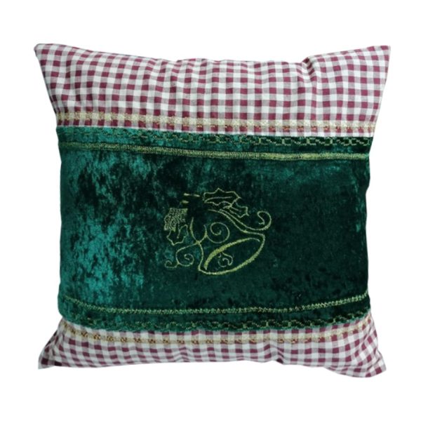 Perna decorativa craciun, broderie, verde/bordo 40x40