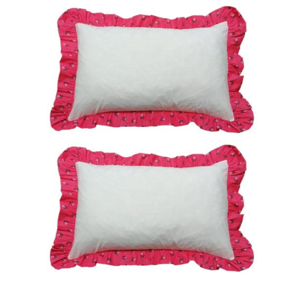 Set 2 x Husa perna Lolita, volane, rosu/crem bumbac, 50/70