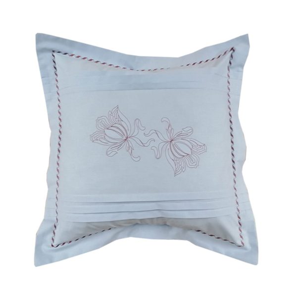 Set 2 Fete perna 40 x 40 cm, Casa Bucuriei, model Iris, gri/maro, bumbac ranforce 100%, brodate