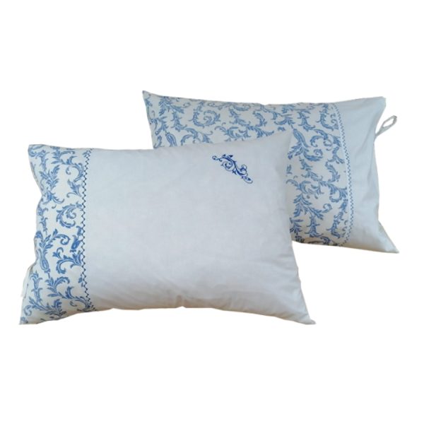Set 4 Fete perna, Casa Bucuriei, model Deco Style, alb/albastru, bumbac 100%, 50 x 70 cm