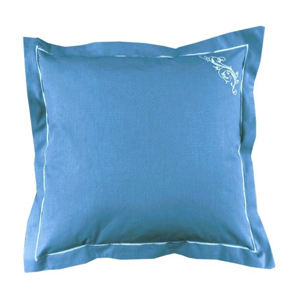 Set 2 x Fata de perna brodate, 50 cm x 70 cm, Casa Bucuriei, model Fantasy, albastru petrol, Bumbac 100%