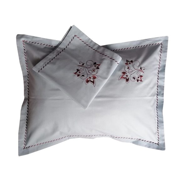 Set 2 Fete perna 40 x 40 cm, Casa Bucuriei, model Elegance, albastru deschis/cappucino, bumbac ranforce 100%, brodate