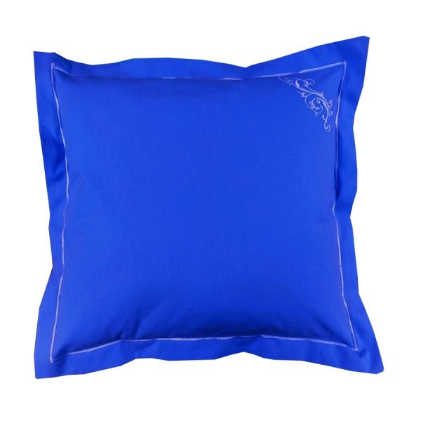 Set 2 x Fata de perna brodate, 70 cm x 70 cm, Casa Bucuriei, model Fantasy, albastru regal, Bumbac 100%