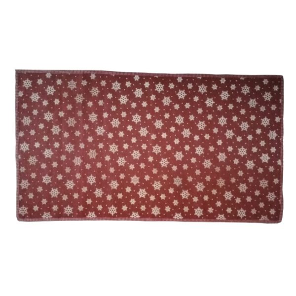 Traversa masa stelute, bordo/alb, imitatie iuta, 150x48