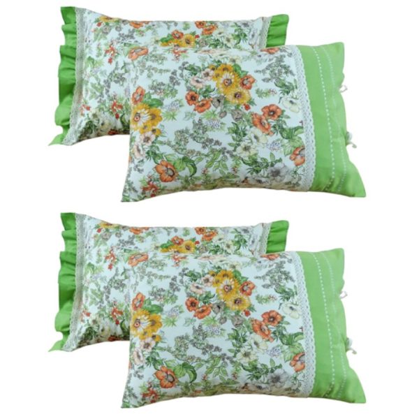 Set 4 Fete perna 40 x 60 cm, Casa Bucuriei, model Gina, verde/bej, bumbac ranforce 100%, doua fete